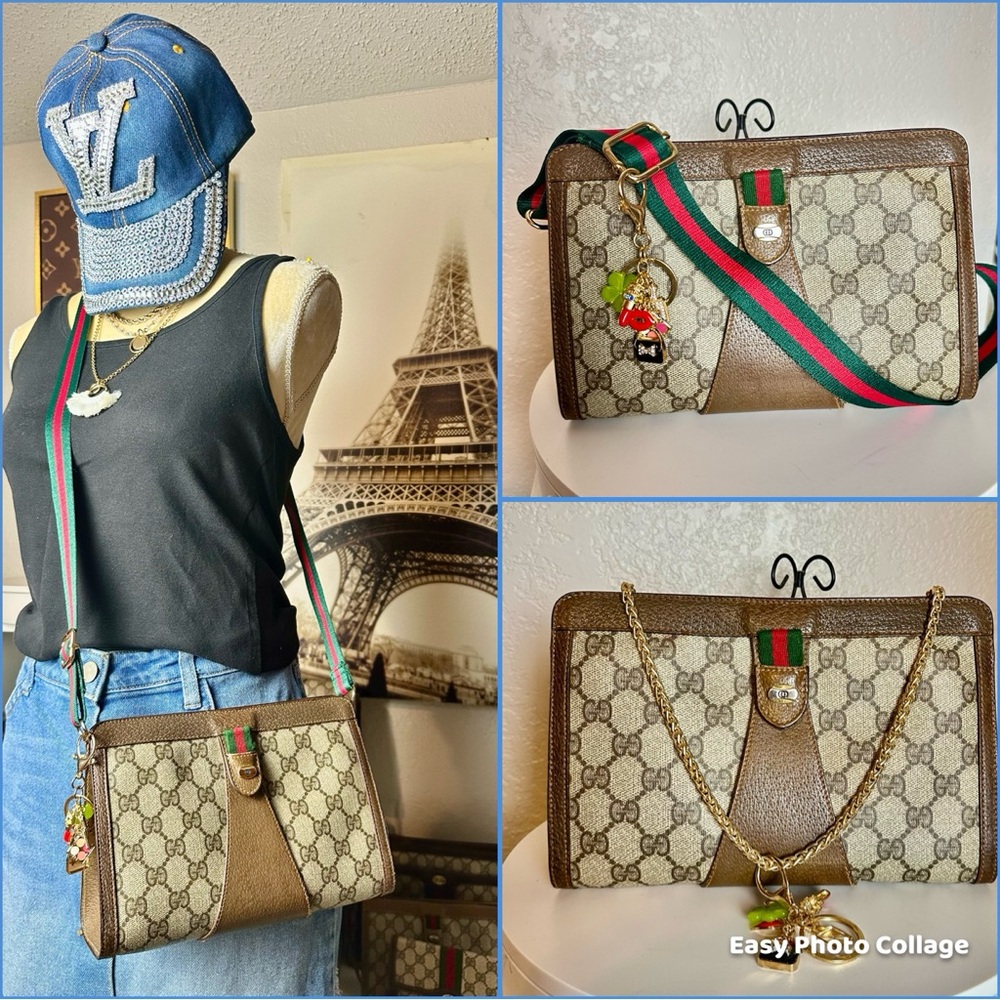 Authentic Gucci GG PVC Leather Crossbody Bag (Multi use)
